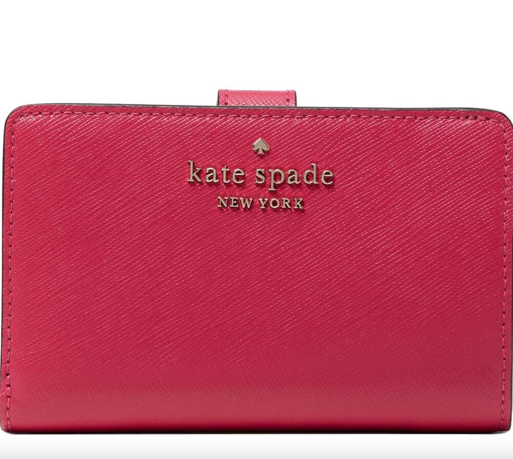 Kate Spade Staci Medium Compact Bifold Wallet in Pink Ruby